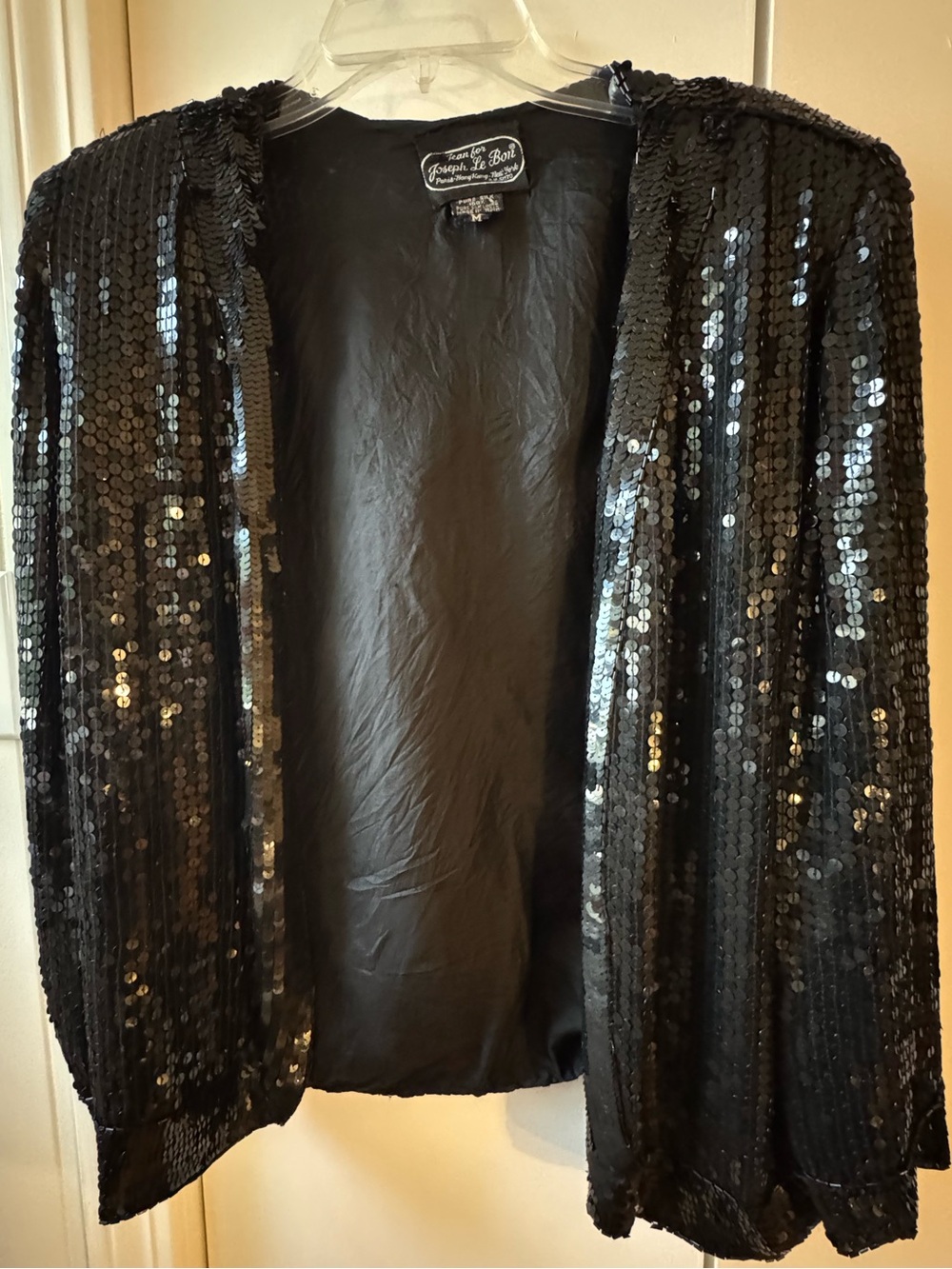 Vintage 80s Jean for Joseph Le Bon Black Silk Sequin Beaded Jacket